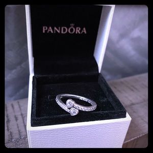 Authentic Pandora Ring- Two Sparkling Hearts Ring